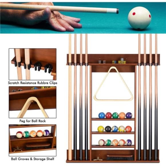 Pool Cue Rack, Pool Stick Holder Wall Mount, 8 Pool Cue Holder Wall Cue Rack - Picture 6 of 6